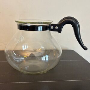 Vintage Silex Glass Coffee Carafe LW-8 Black Gooseneck Handle Made in USA MCM